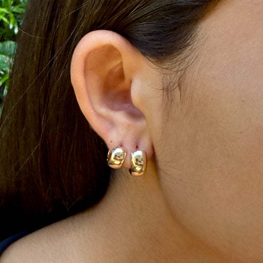 Flat Hoop Earrings in 18K Gold Plated