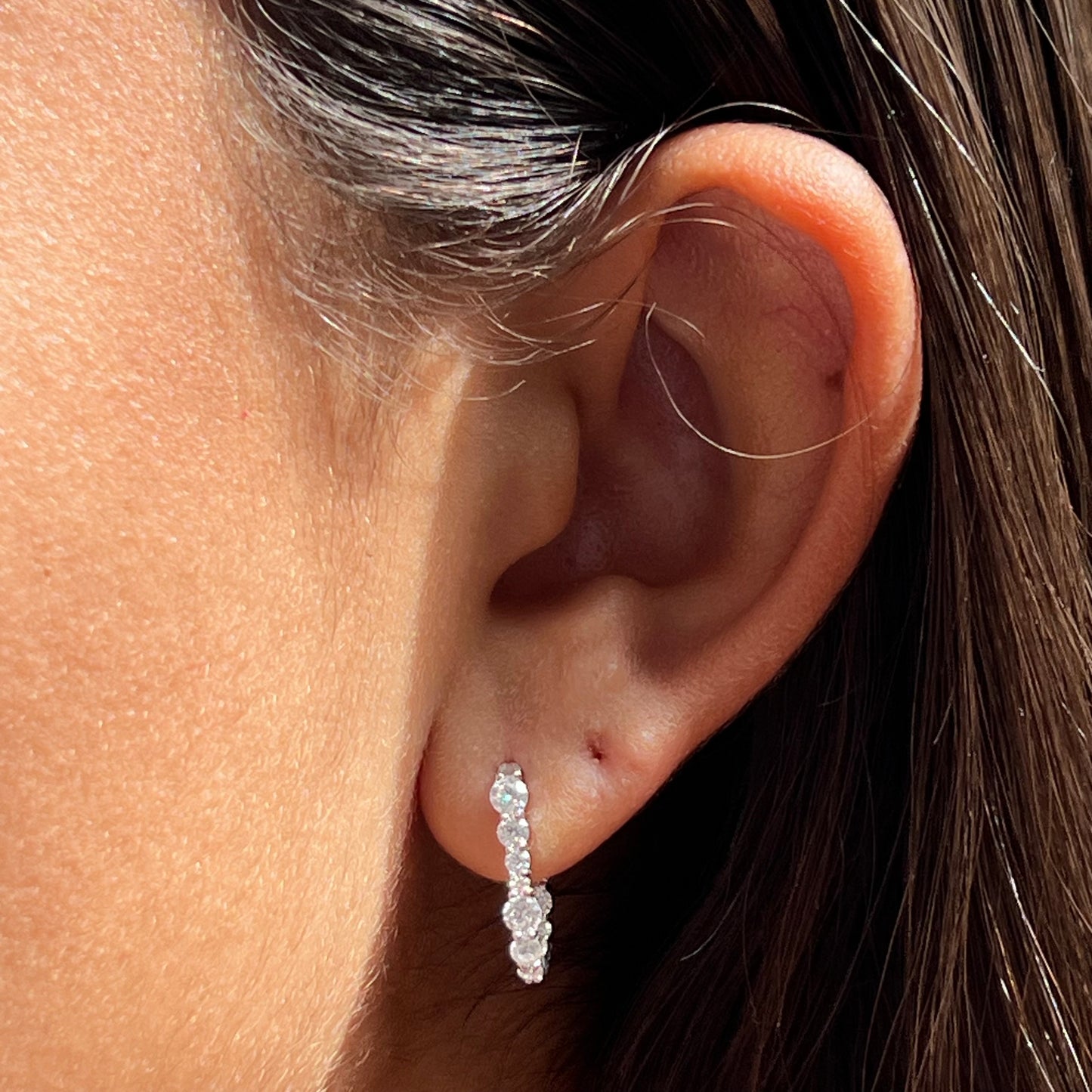 Moissanite Hoop Earrings in Sterling Silver 925
