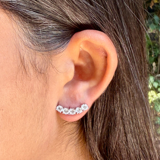 White Zirconias Ear Cuff in 18K White Gold Plated