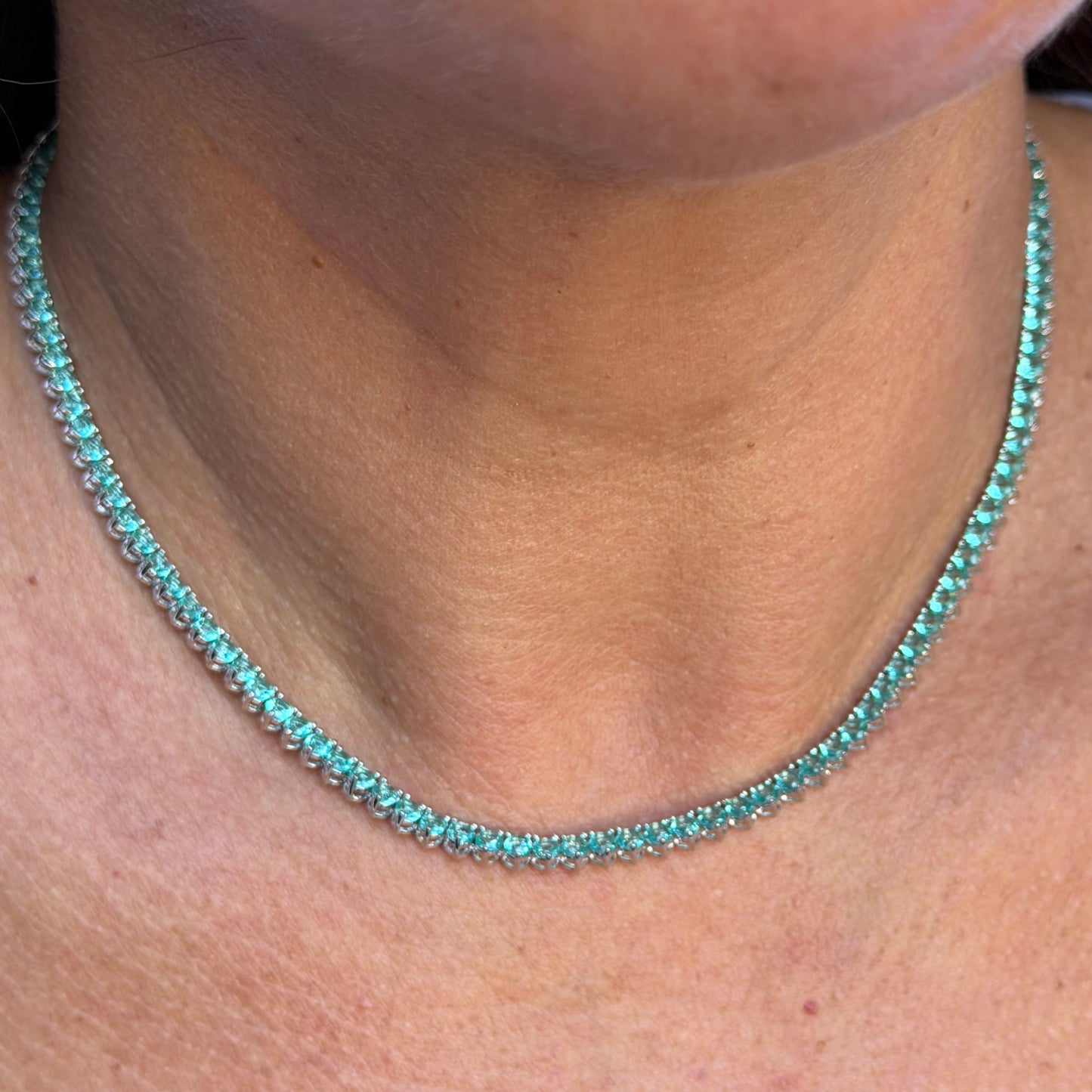 Turmaline Riviera Necklace in 18K White Gold Plated