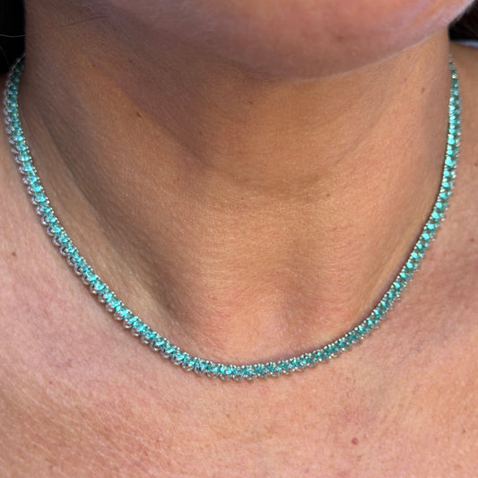 Turmaline Riviera Necklace in 18K White Gold Plated