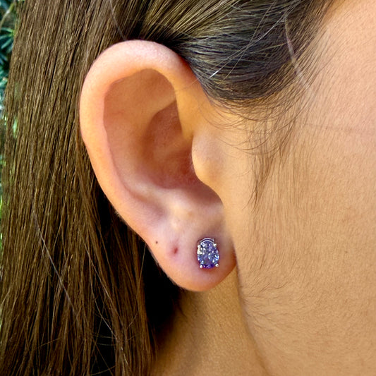 Oval Tanzanite Earrings in Sterling Silver 925