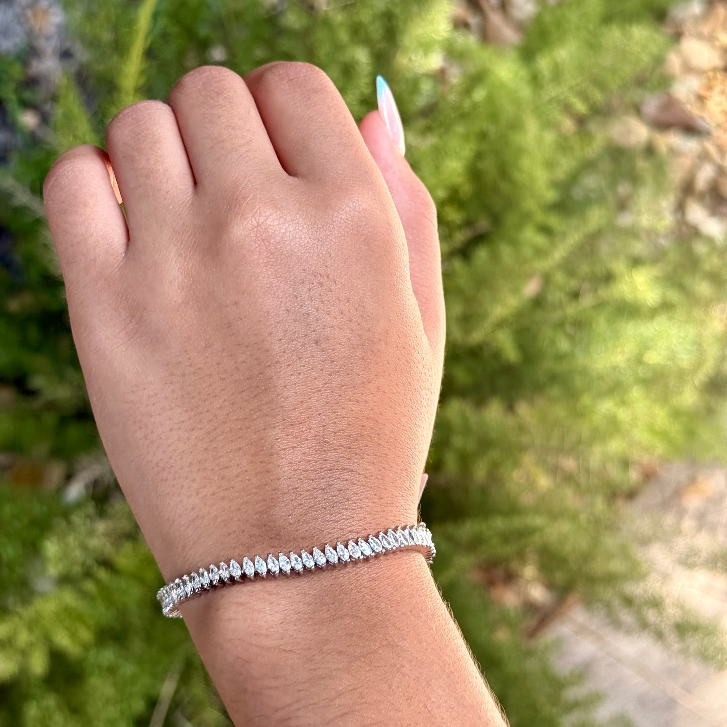 Baguette Tennis Bracelet in 18K White Gold Plated