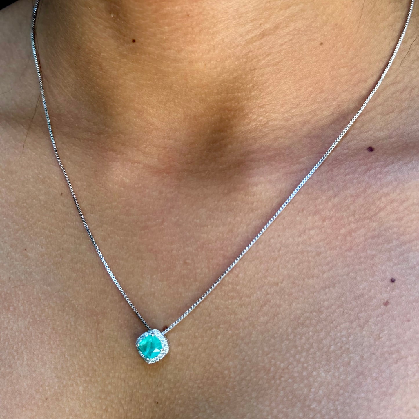 Square Necklace in 18K White Gold Plated