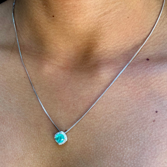 Square Necklace in 18K White Gold Plated