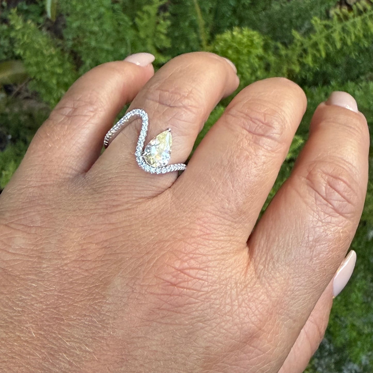 Citrine Heart Ring in 18K White Gold Plated