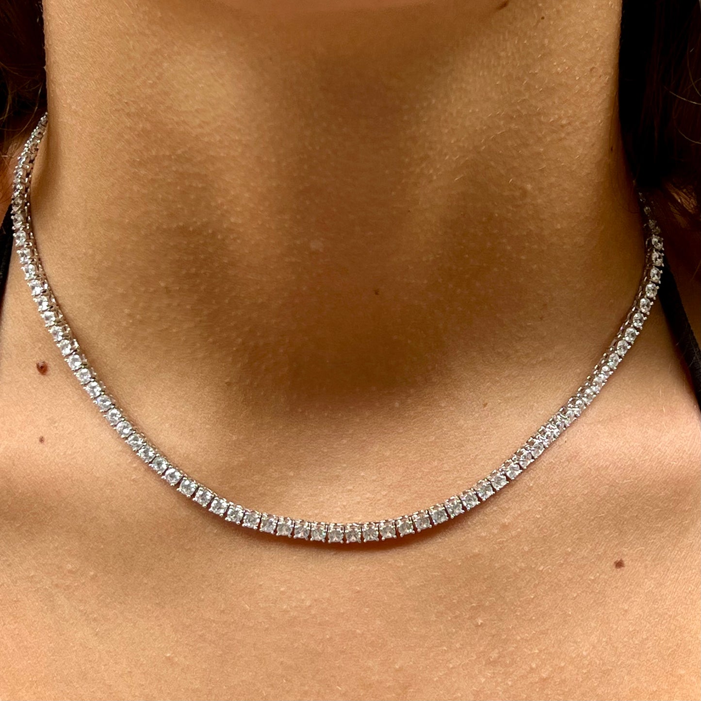 Tennis Necklace in Sterling Silver 925
