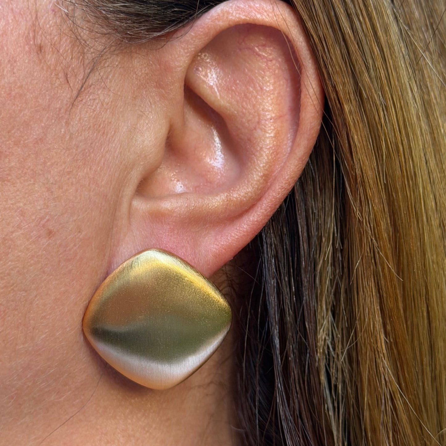 Matte Flat Earrings in 18K Gold Plated