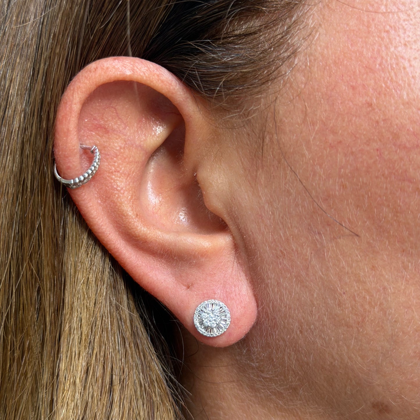 Pizza Earrings in 18K White Gold