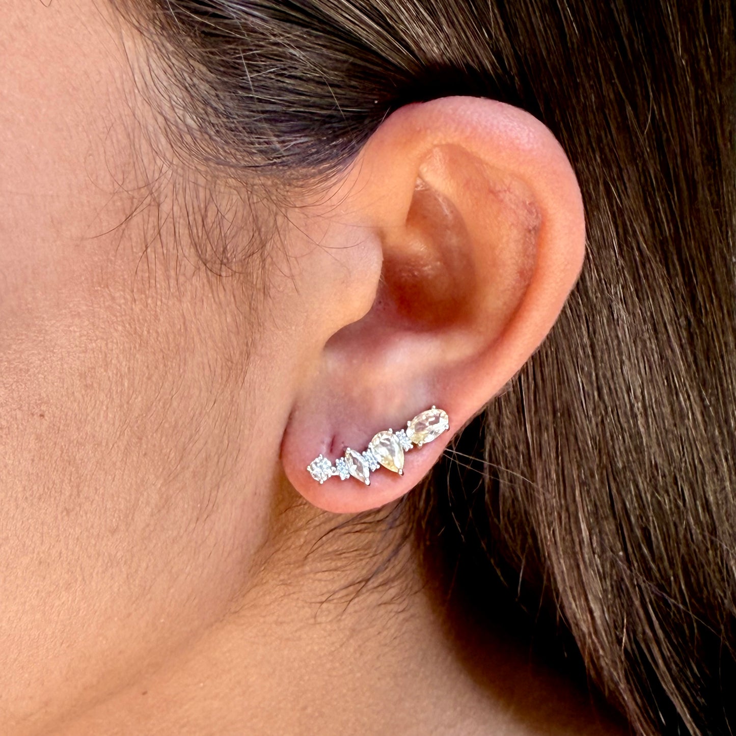 Citrine Ear Cuff in Sterling Silver 925