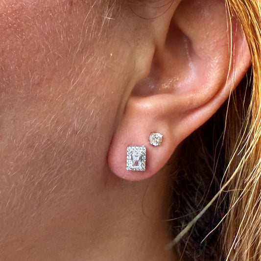 Rectangular Earrings in Sterling Silver 925