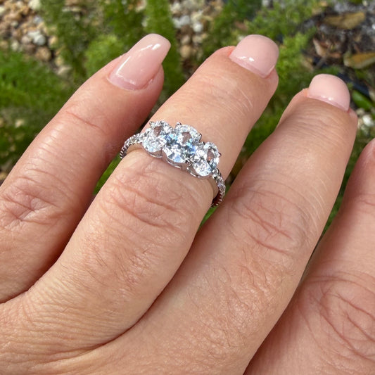 Three Stones Ring in Sterling Silver 925