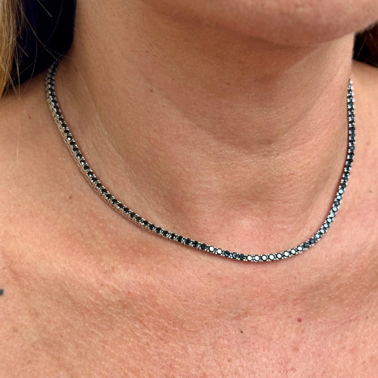 Black Riviera Necklace in Sterling Silver 925