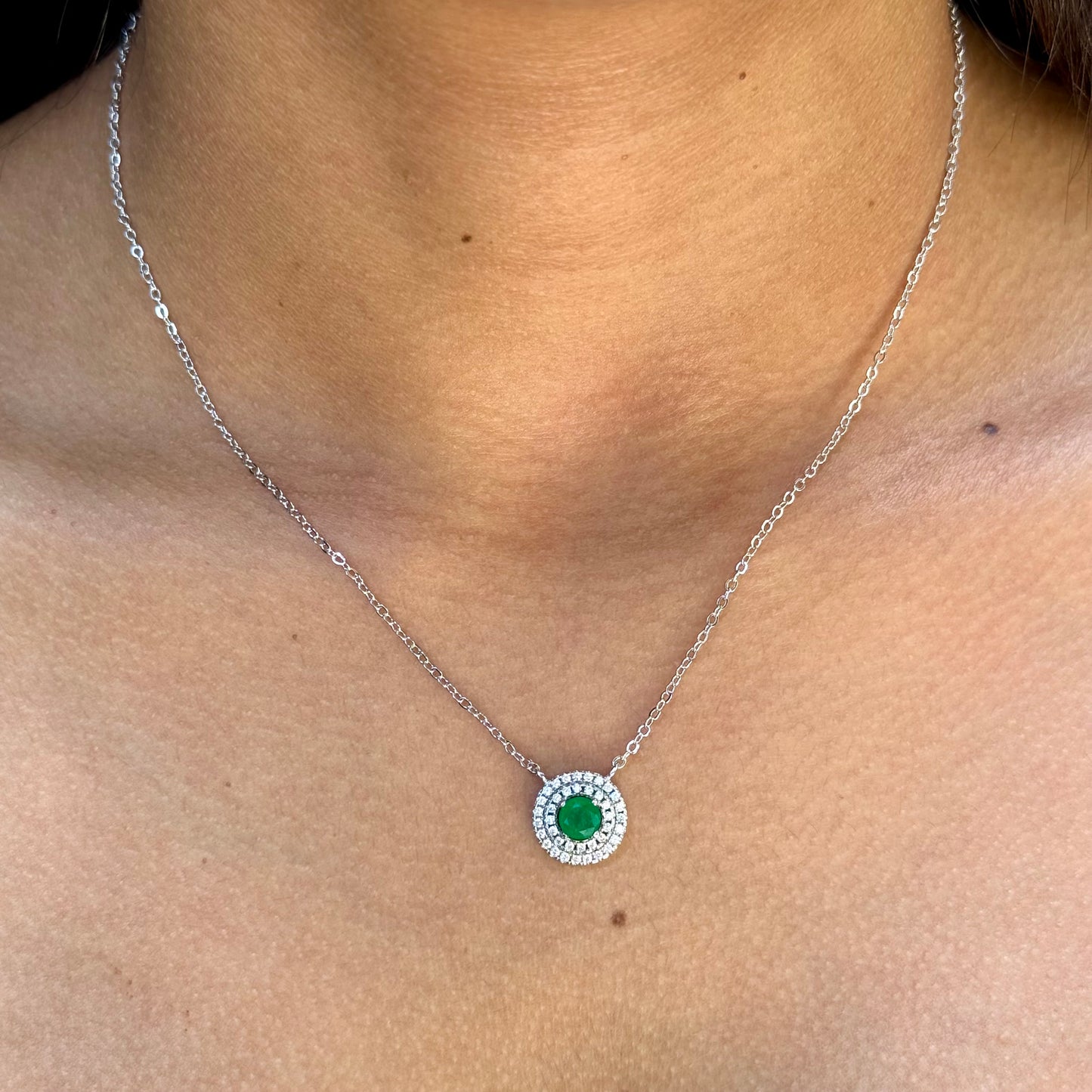 Target Necklace in 18K White Gold Plated