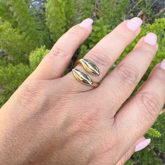 Adjustable Turin Ring in 18K Gold Plated