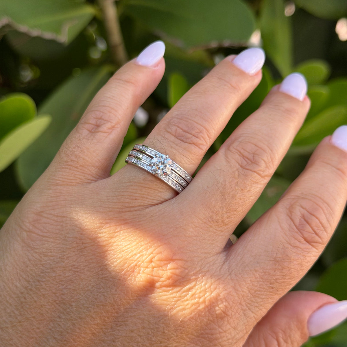 Triple Solitaire Ring in Sterling Silver 925