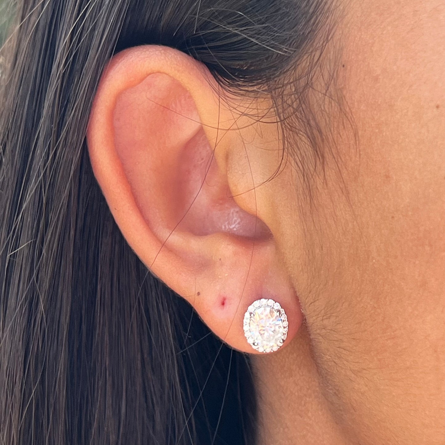 Moissanite Oval Earrings in Sterling Silver 925