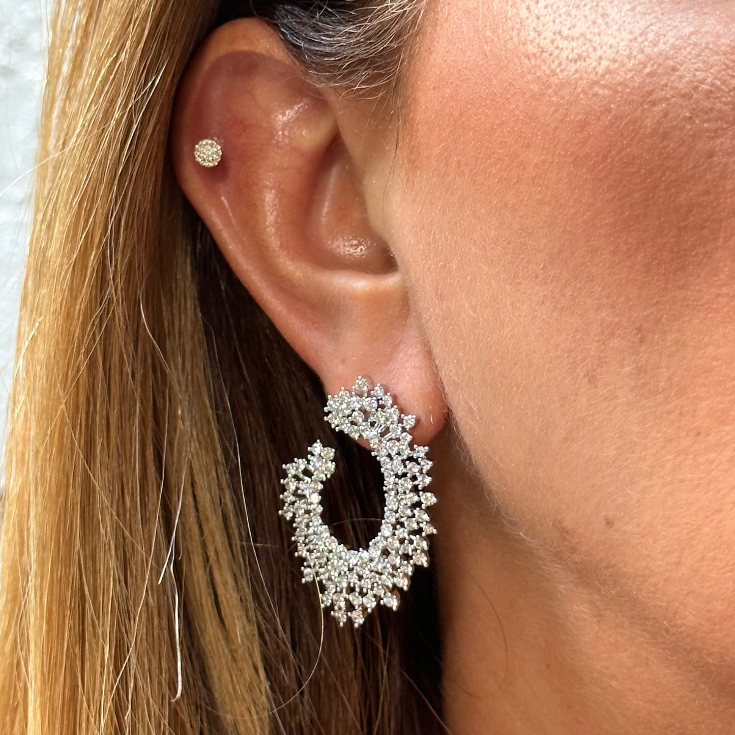 Leipzig Earrings in 18K White Gold Plated