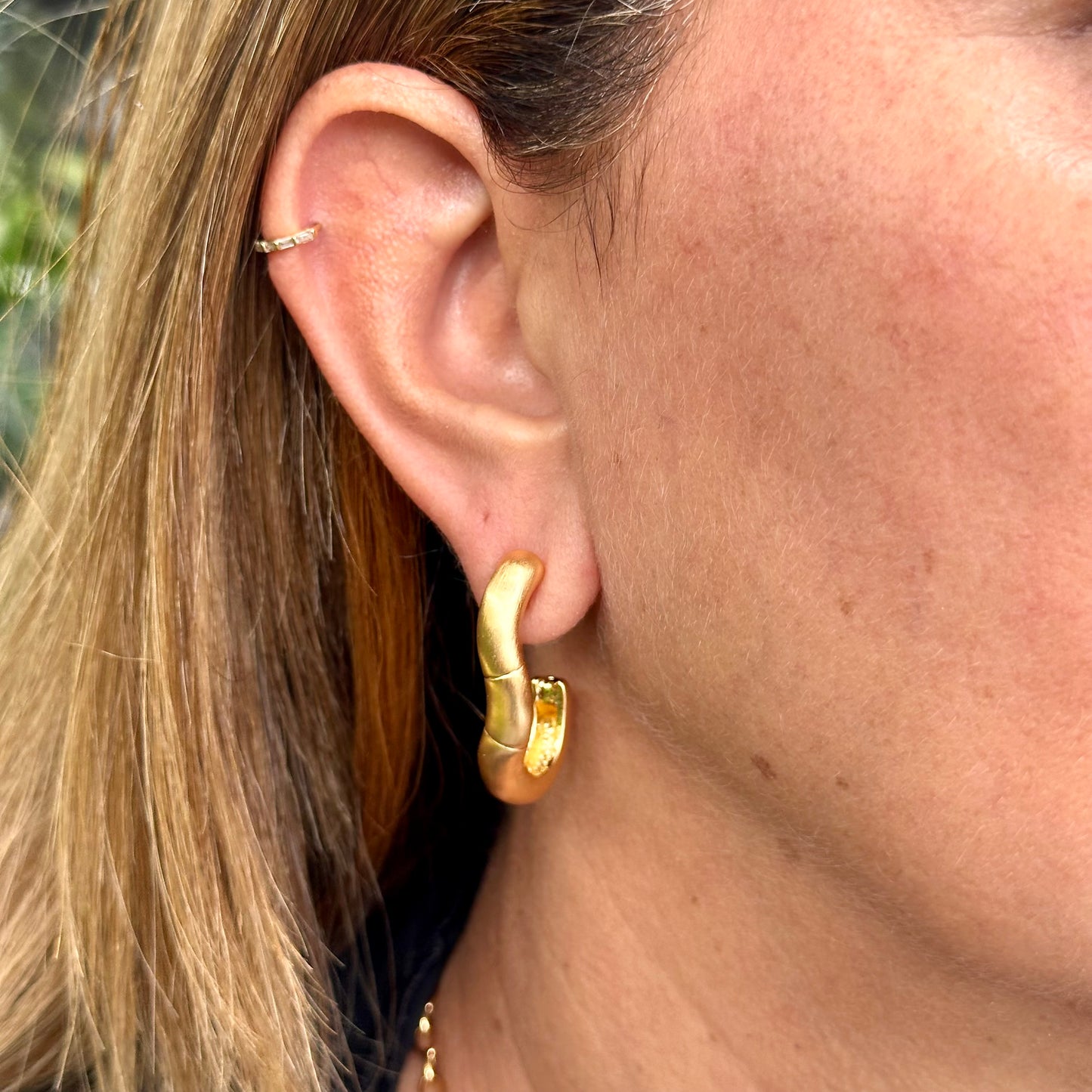 Matte Hook Earrings in 18K Gold Plated