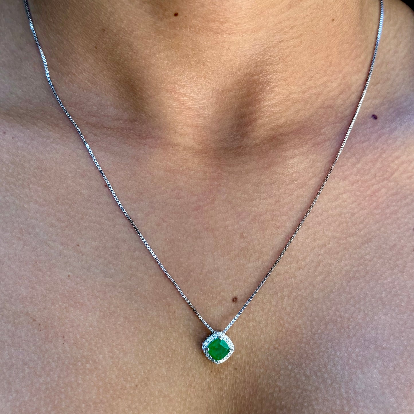 Square Necklace in 18K White Gold Plated