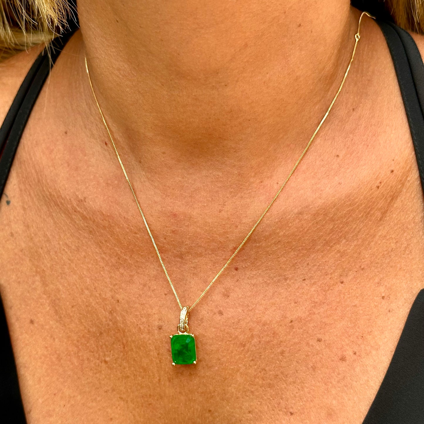 Adjustable Fusion Emerald Necklace in 18K Gold Plated