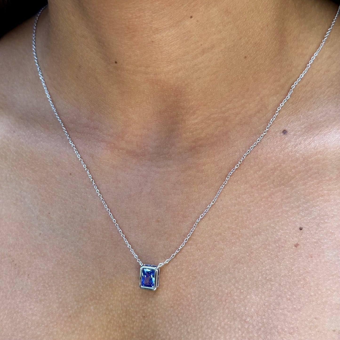 Double Stones Necklace in Sterling Silver 925