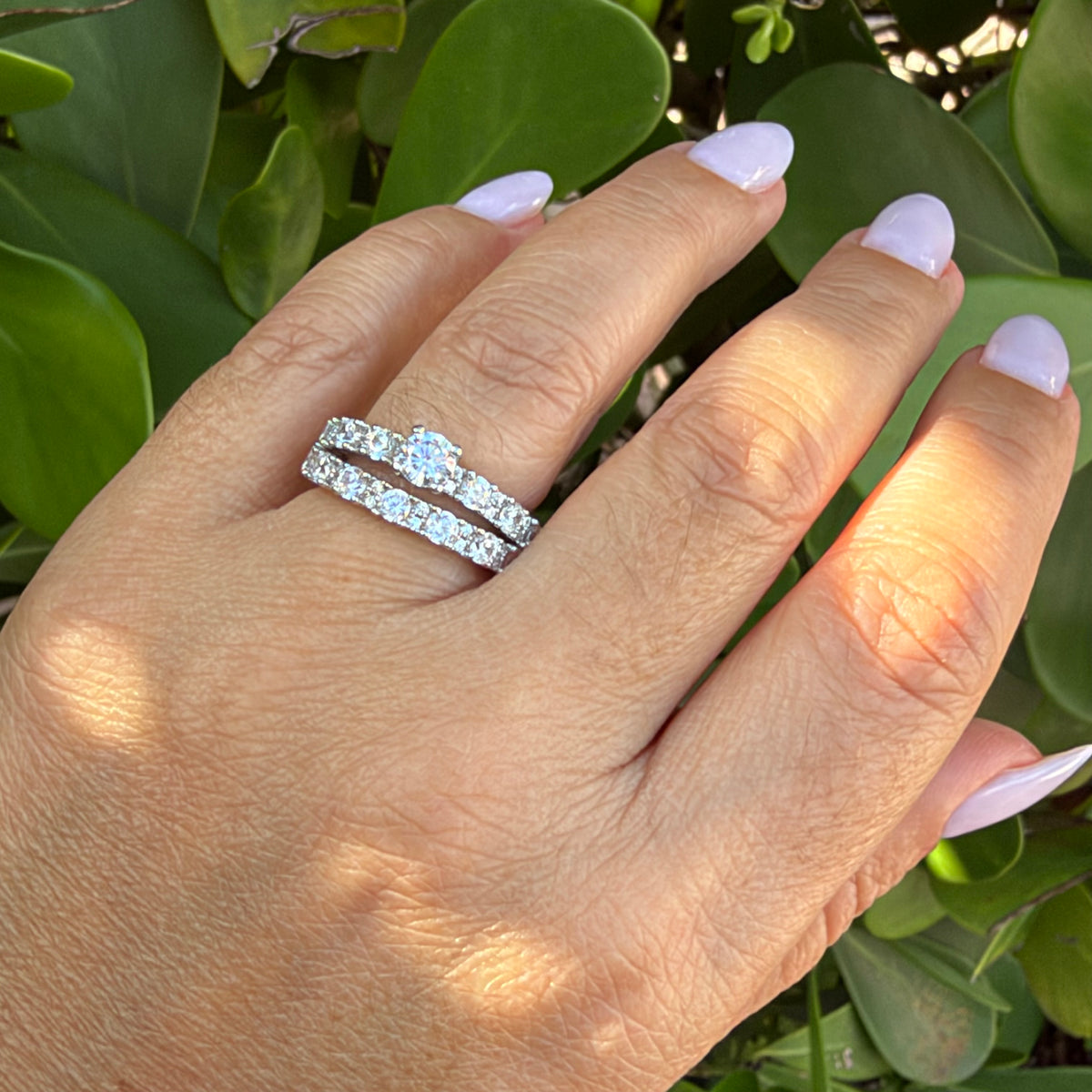 Double Solitaire Ring in Sterling Silver 925