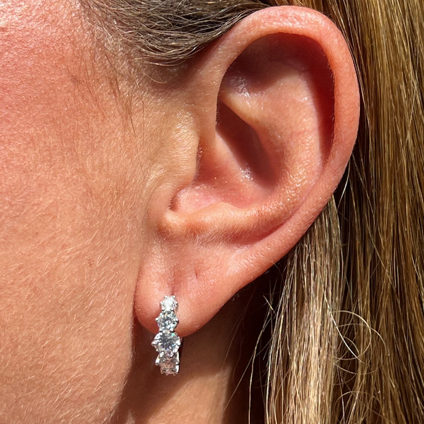 Moissanite Hoop Earrings in Sterling Silver 925