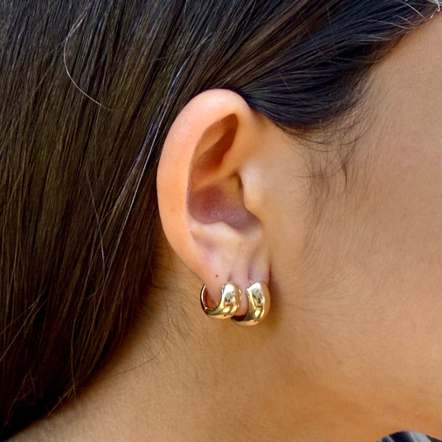 Flat Hoop Earrings in 18K Gold Plated
