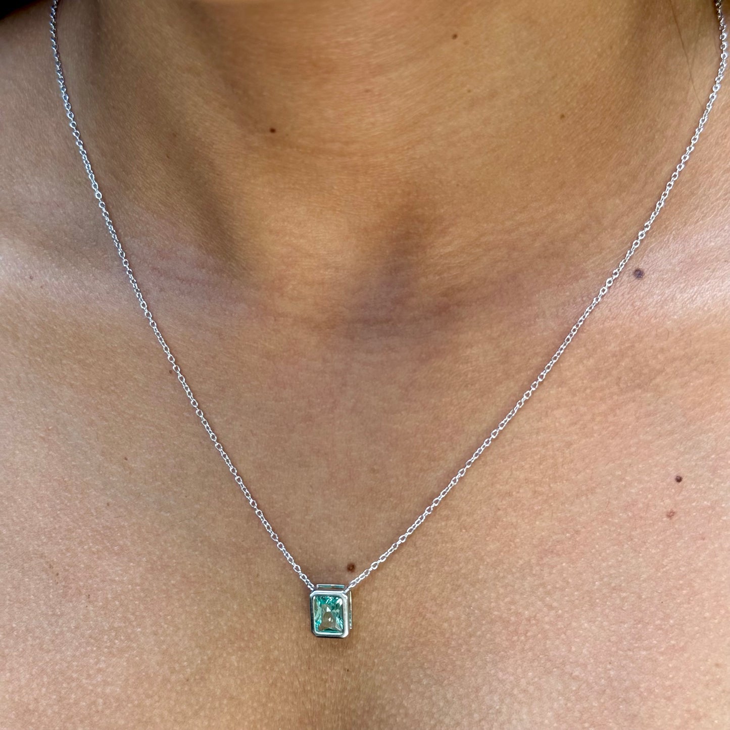 Double Stones Necklace in Sterling Silver 925
