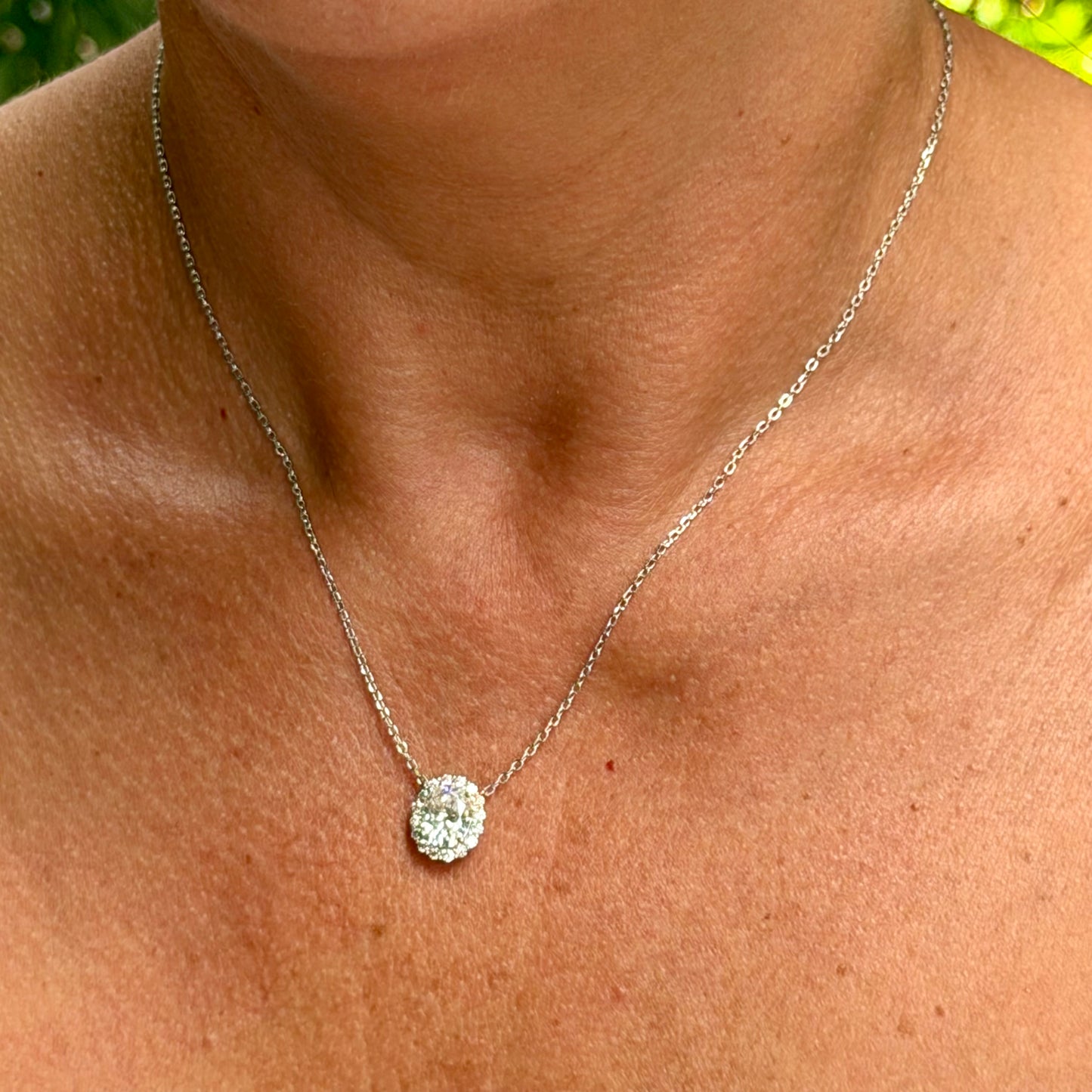 Moissanite Oval Necklace in Sterling Silver 925