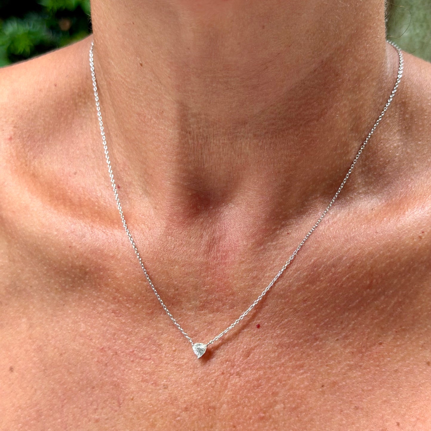 Triangle Moissanite Necklace in Sterling Silver 925