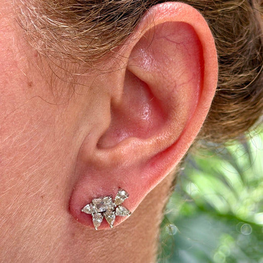 Moissanite Leaf Earrings in Sterling Silver 925