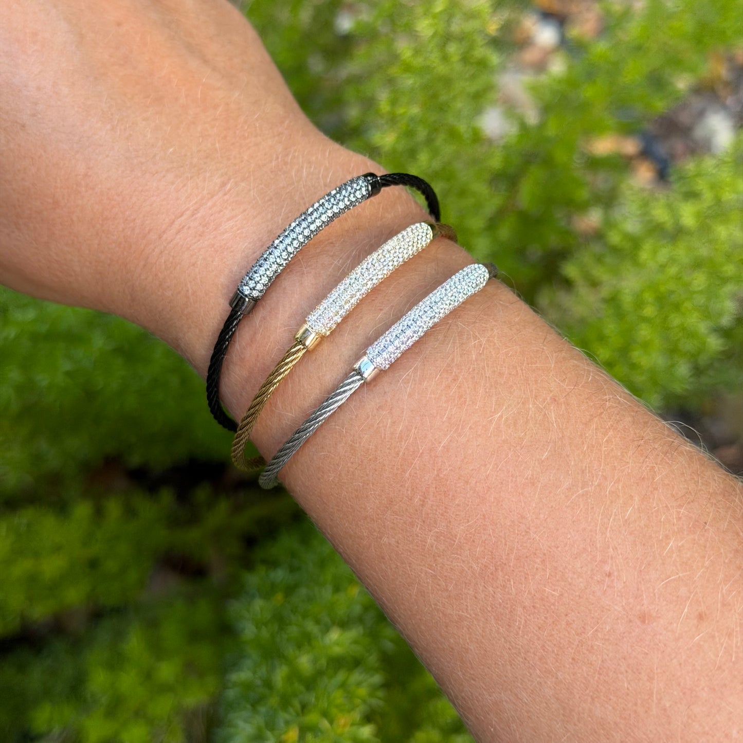 Wire w/ Zirconias Bracelet in Stainless Steel 316L