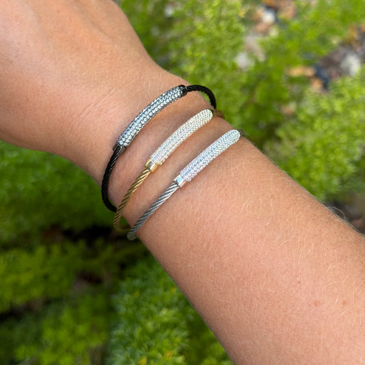 Wire w/ Zirconias Bracelet in Stainless Steel 316L