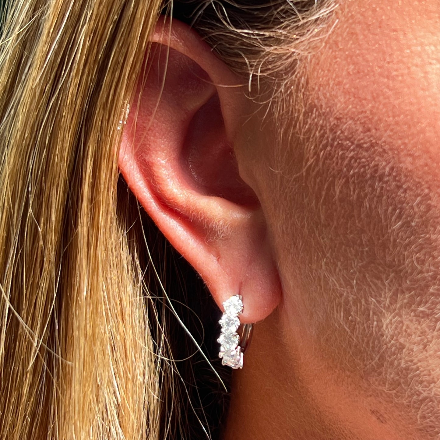 Moissanite Hoop Earrings in Sterling Silver 925