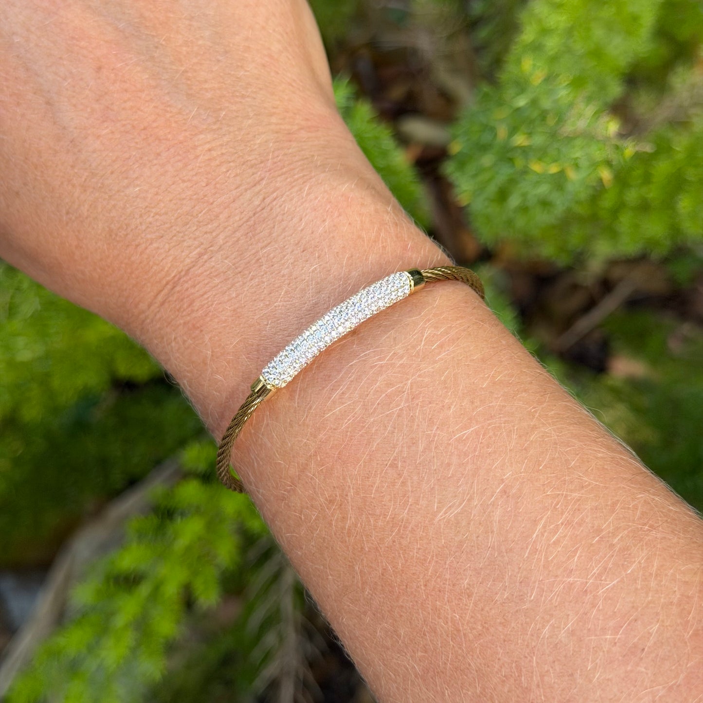 Wire w/ Zirconias Bracelet in Stainless Steel 316L
