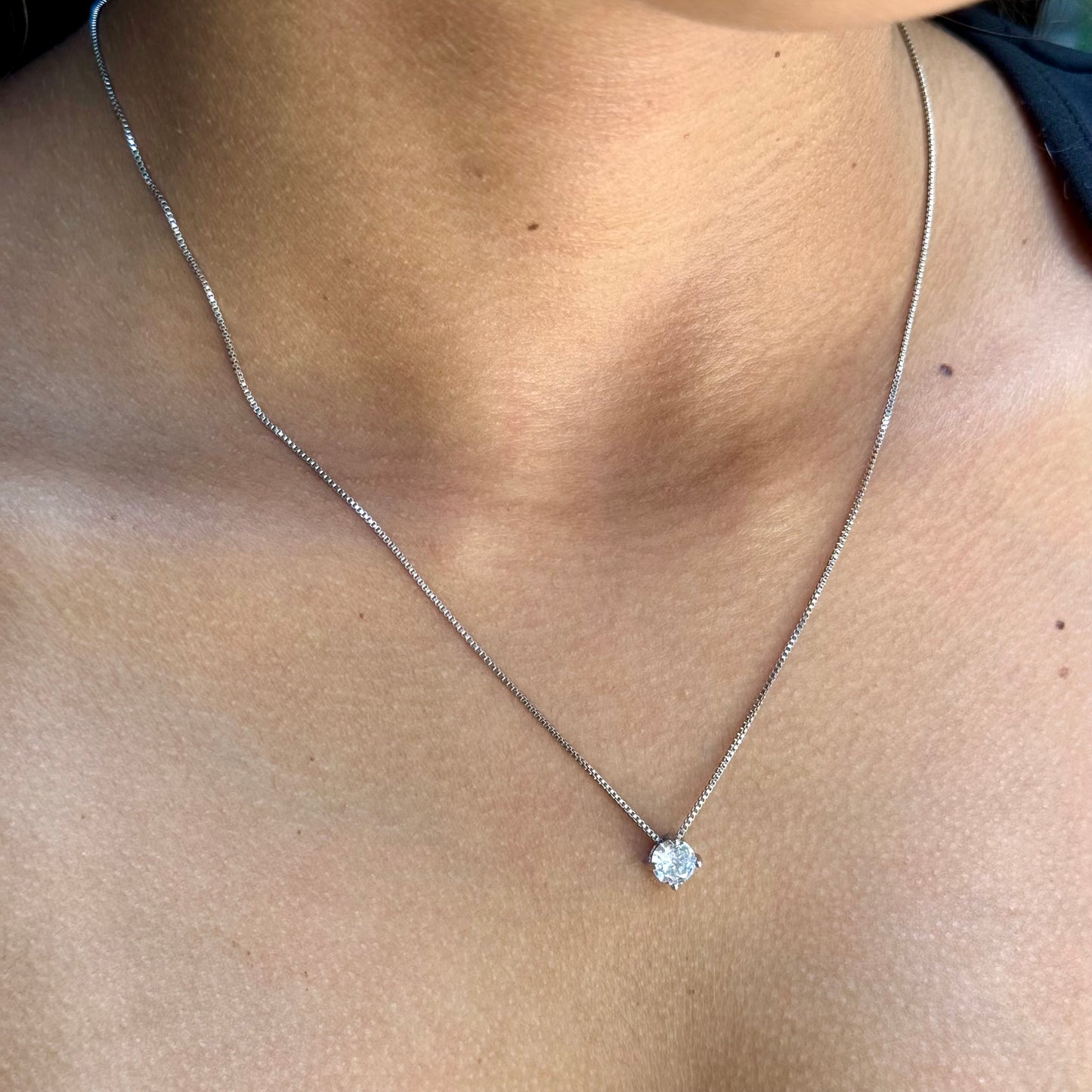 Solitaire Necklace in 18K White Gold Plated
