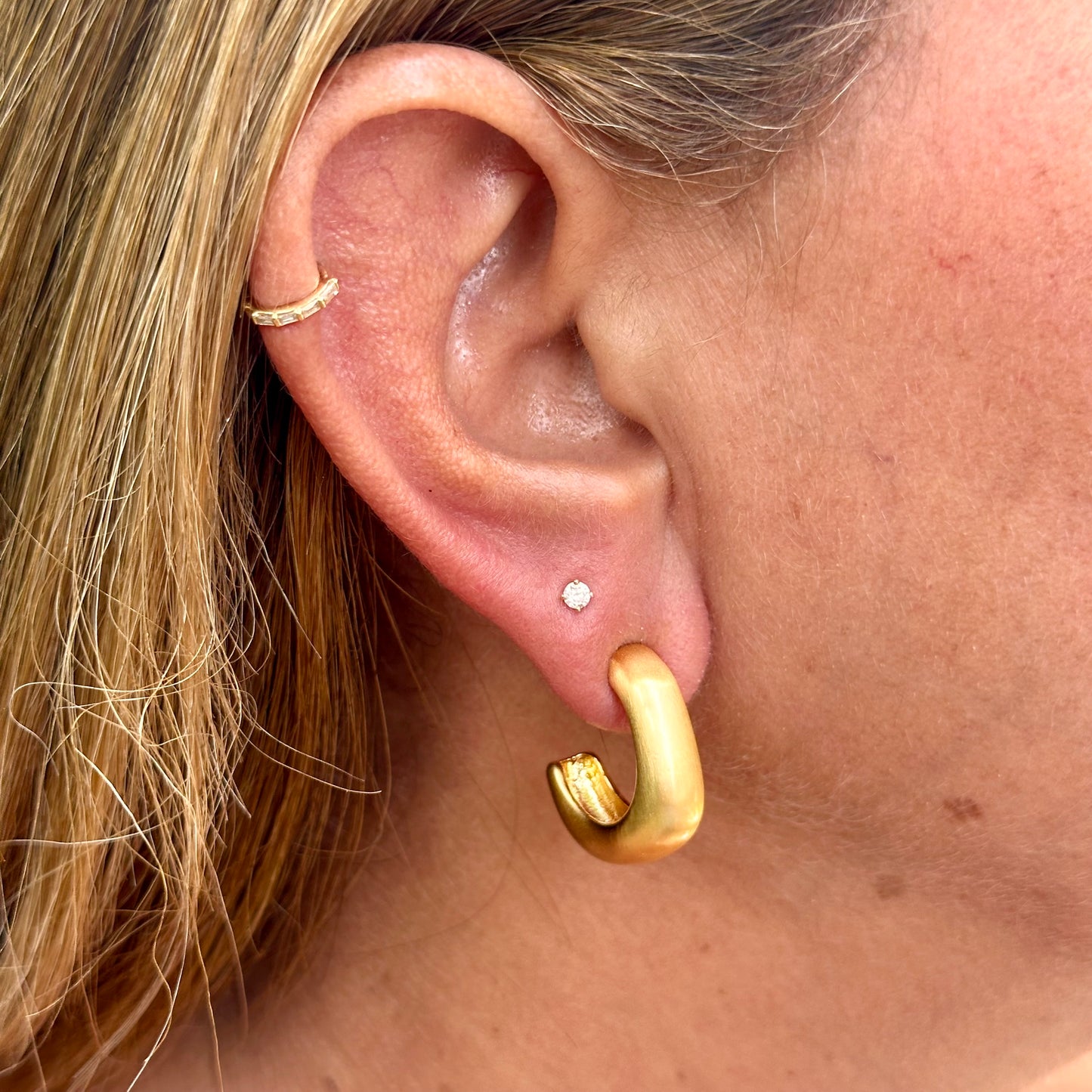 Matte Hoop Earrings in 18K Gold Plated