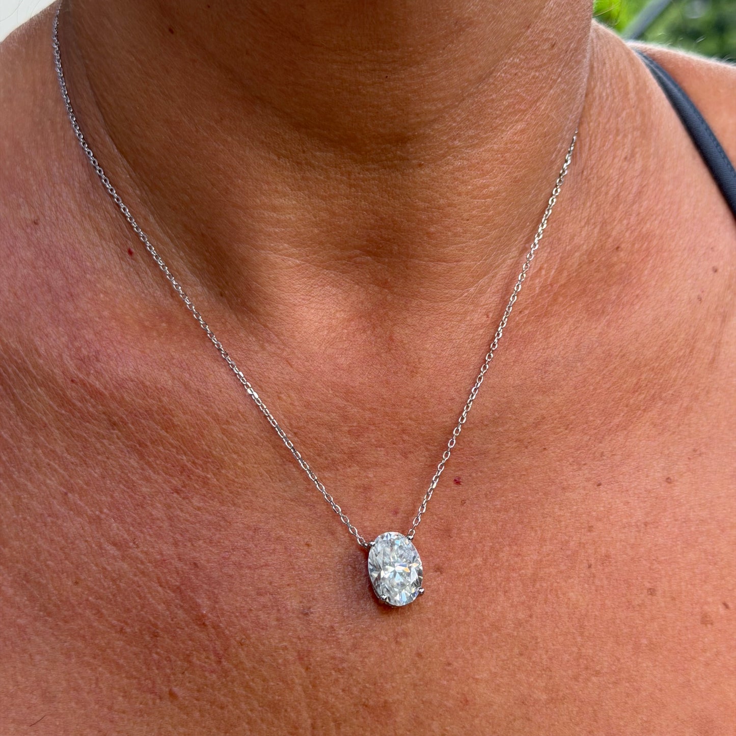 Moissanite Oval Necklace in Sterling Silver 925