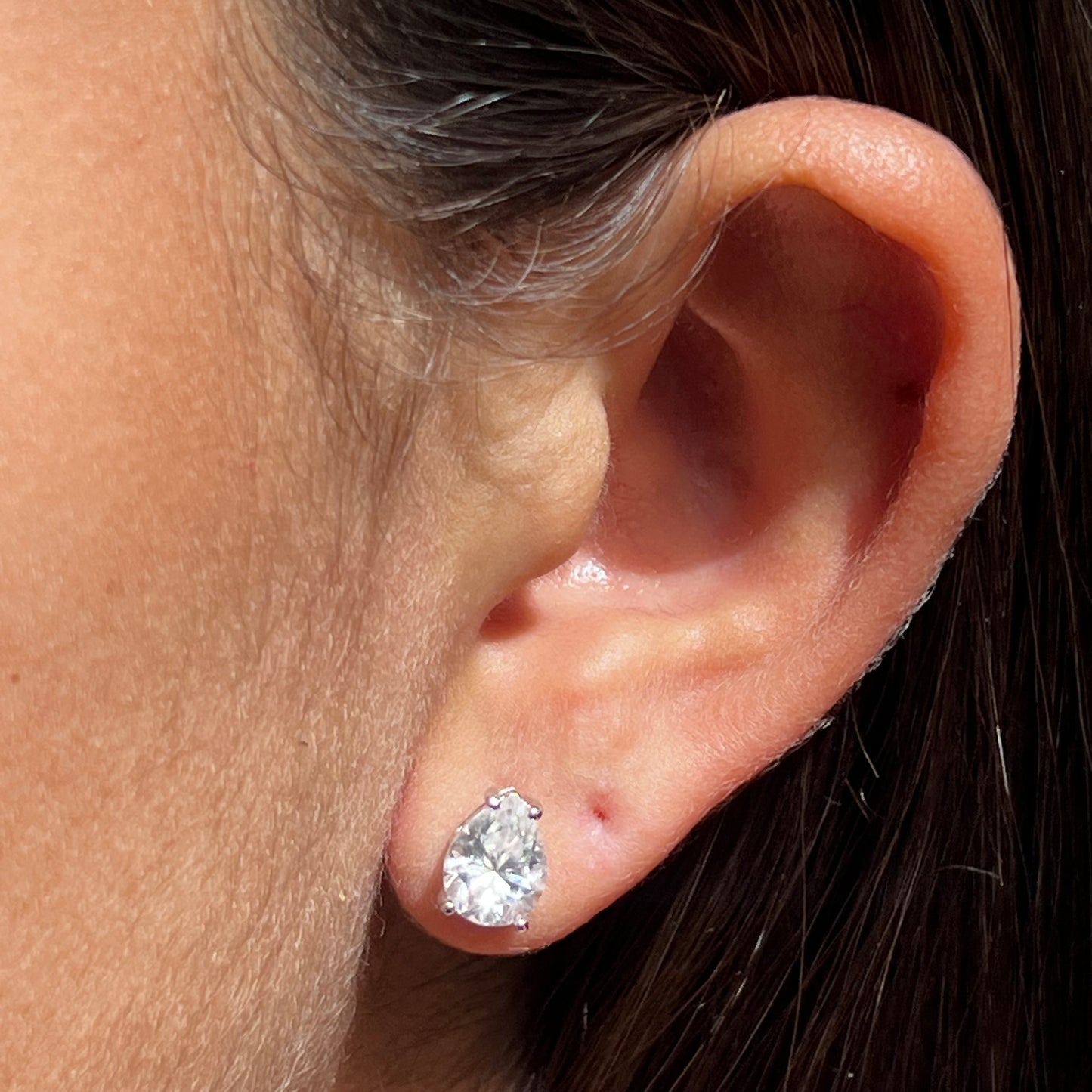 Moissanite Drop Earrings in Sterling Silver 925
