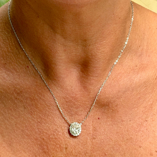 Moissanite Oval Necklace in Sterling Silver 925