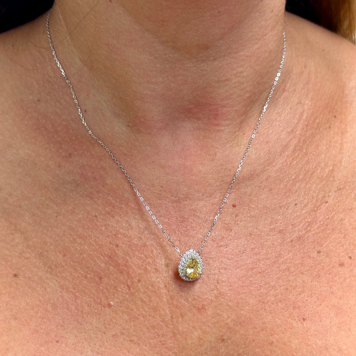 Yellow Drop Necklace in Sterling Silver 925