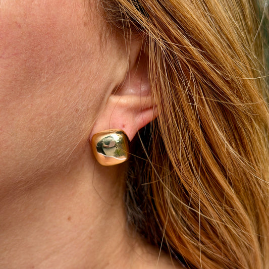 Flat Square Earrings in 18K Gold Plated