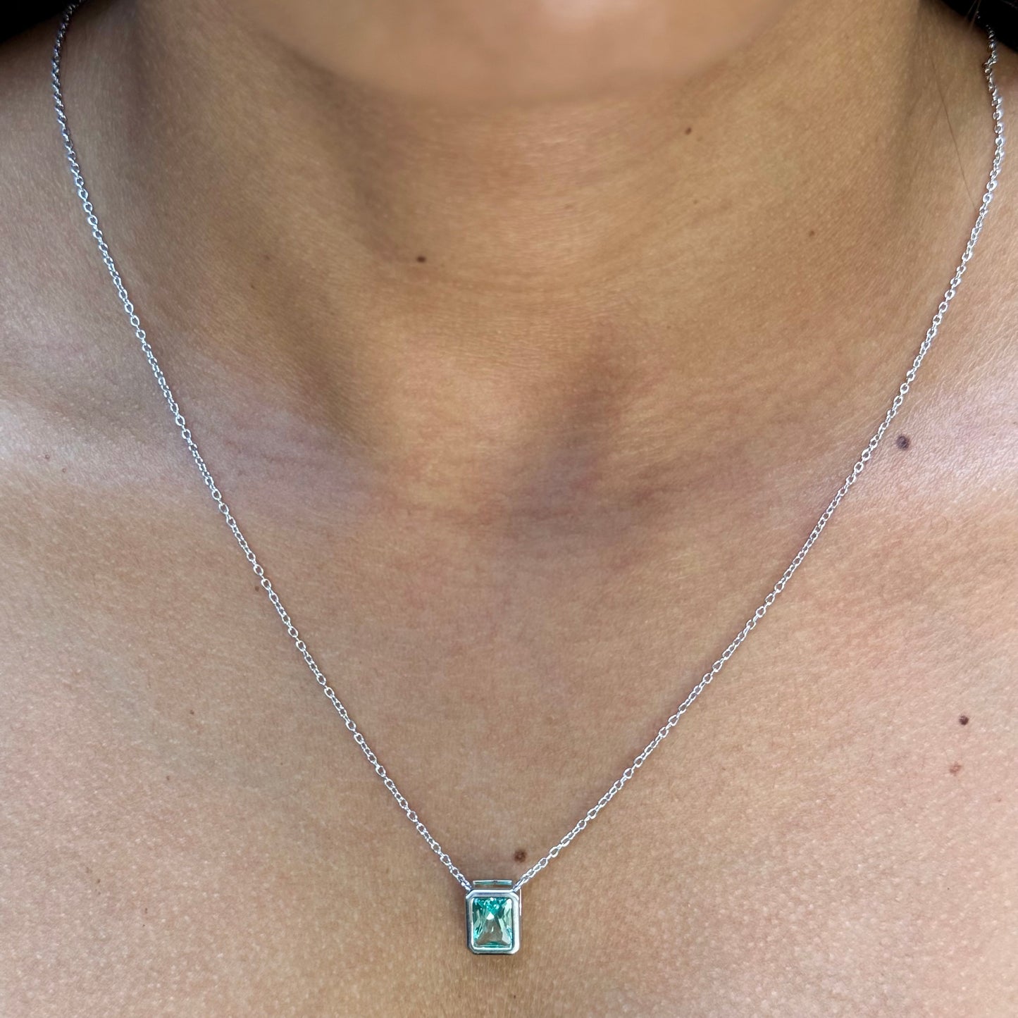 Double Stones Necklace in Sterling Silver 925