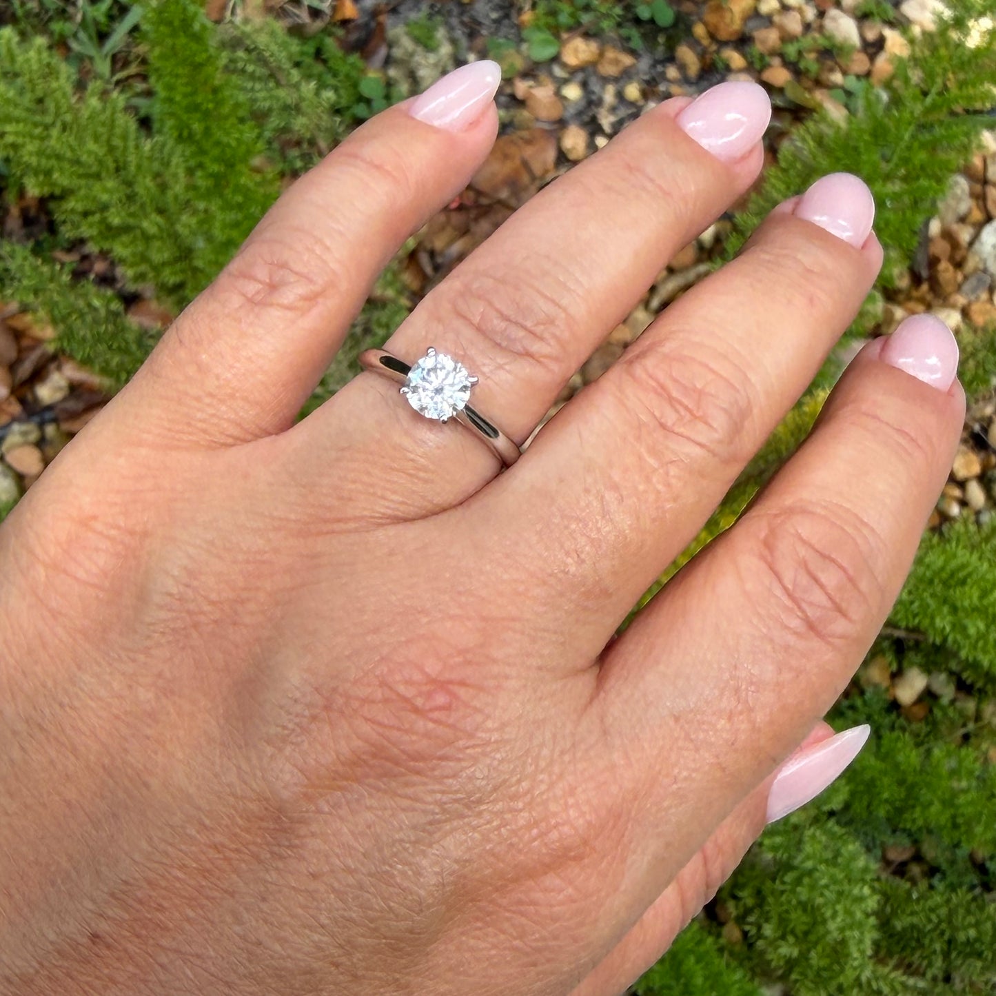 Moissanite Solitaire Ring in Sterling Silver 925