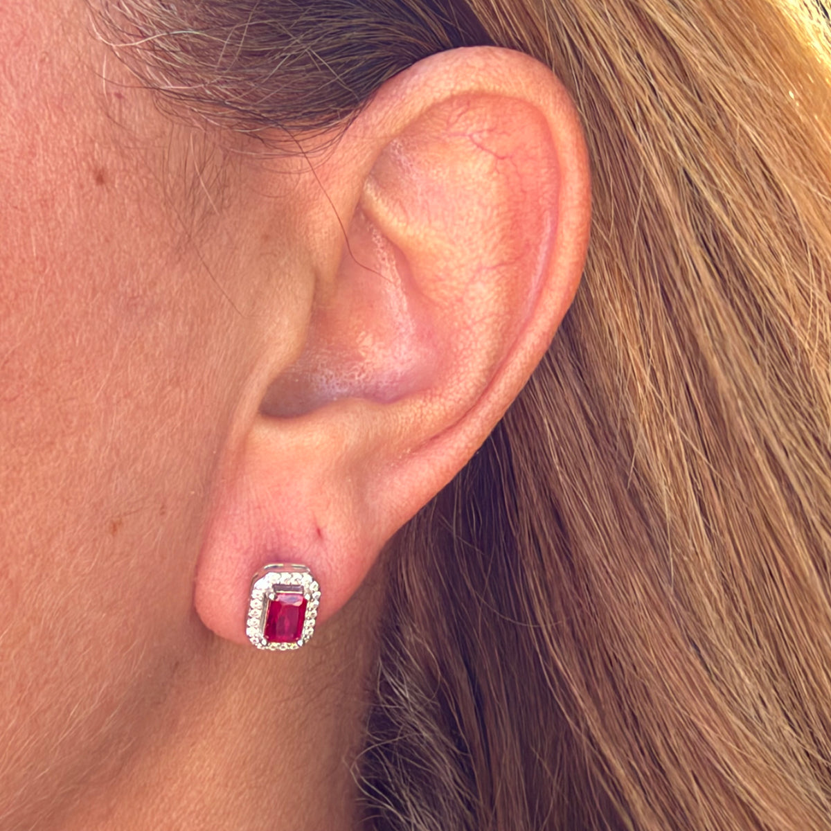Ruby Earrings in Sterling Silver 925
