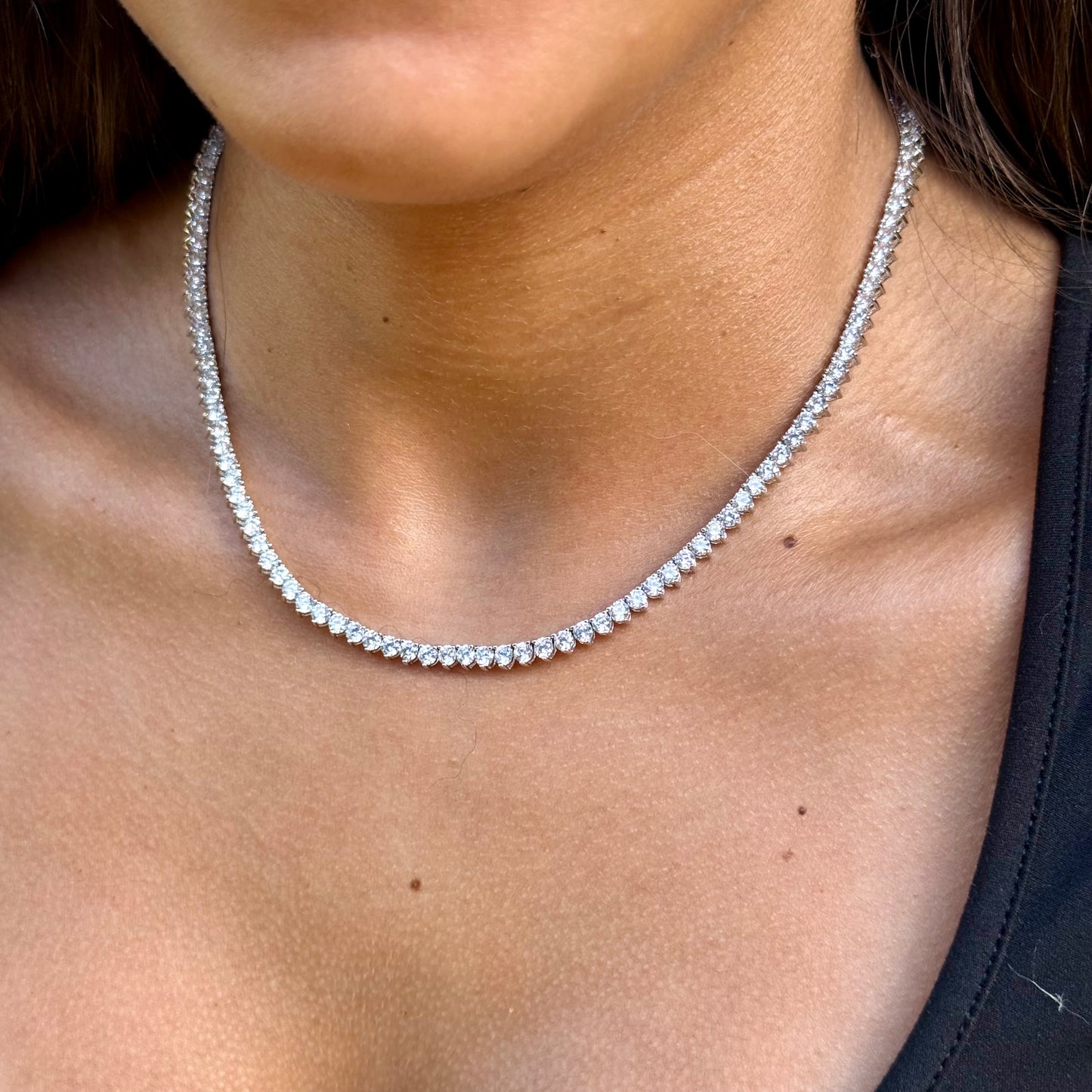 Three Points Tennis Necklace in Sterling Silver 925