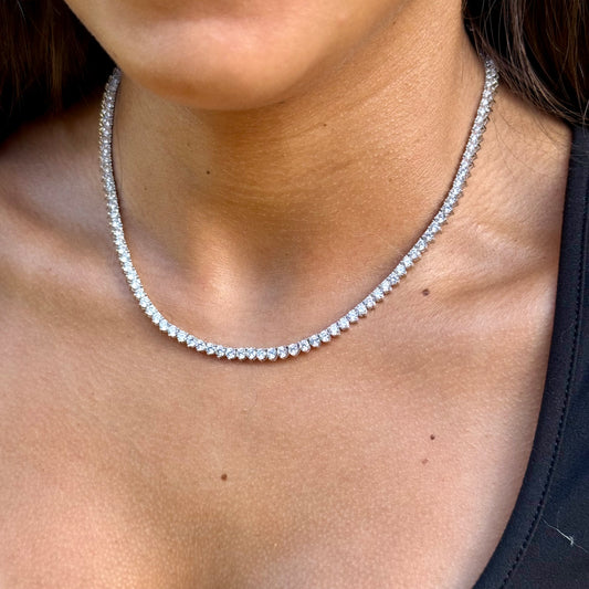 Three Points Tennis Necklace in Sterling Silver 925