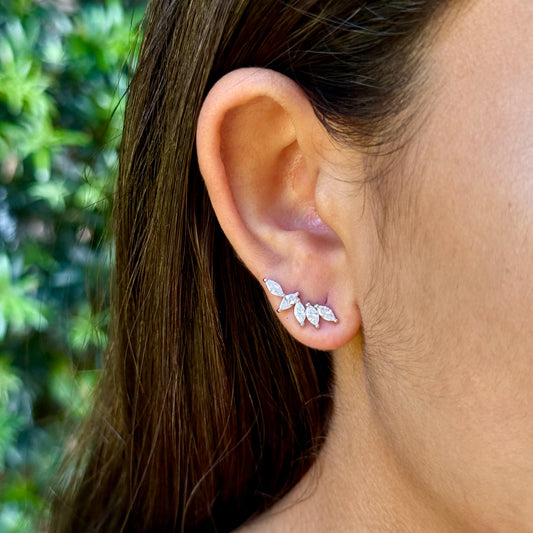 Zirconias Ear Cuff in Sterling Silver 925